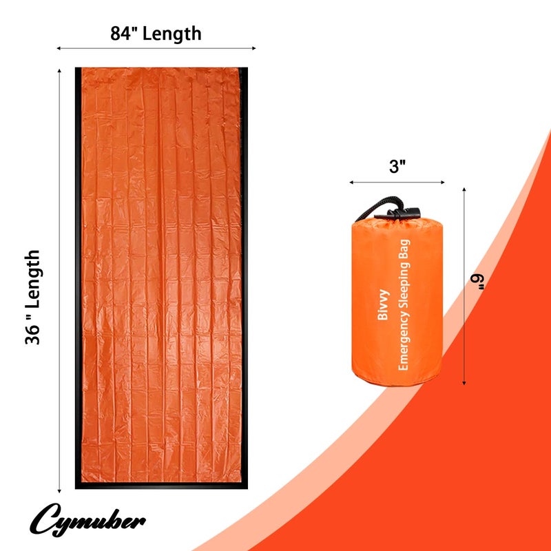 Cymuber Emergency Sleeping Bag Survival Bag  Cymuber Portable Waterproof Thermal Bivy Sacks Tac Bivvy Bags Camping Mylar Sleeping Bag Survival Gear Emergency Blankets Survival Shelter - Image 5